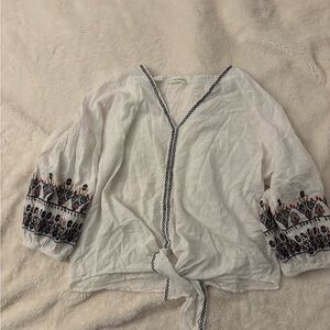Embroidered White Boho Top Max Studio